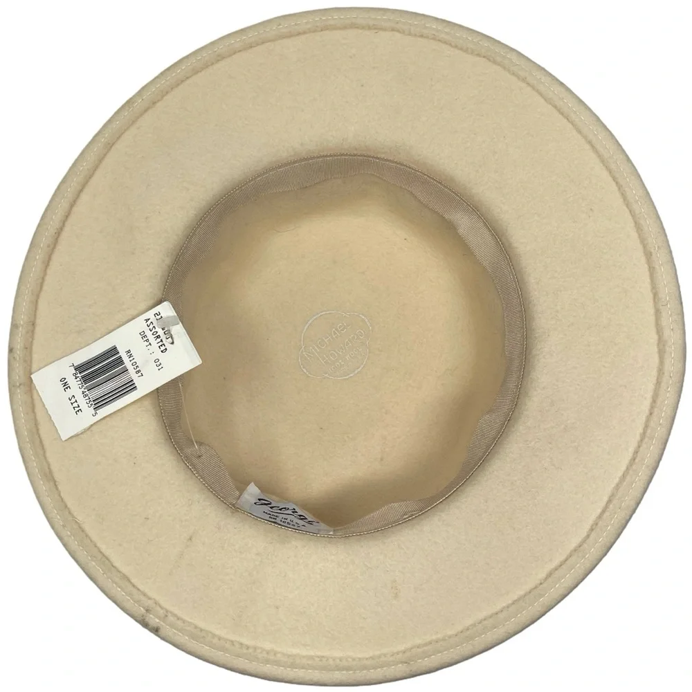 Vintage Michael Howard Designer Hat Cream 100% Wool Felt Hat With Gold Details - Picture 9 of 10